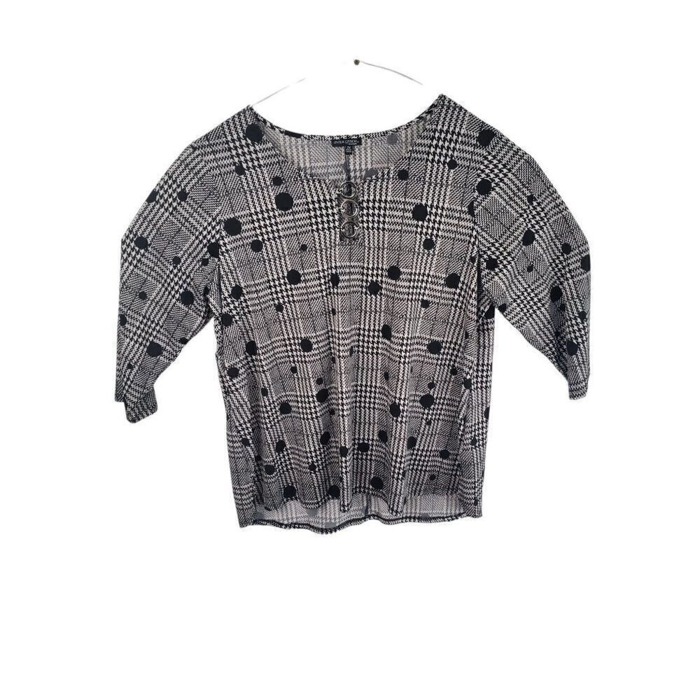 Ava & Grace black houndstooth‎ polka dot shirt, 2XL